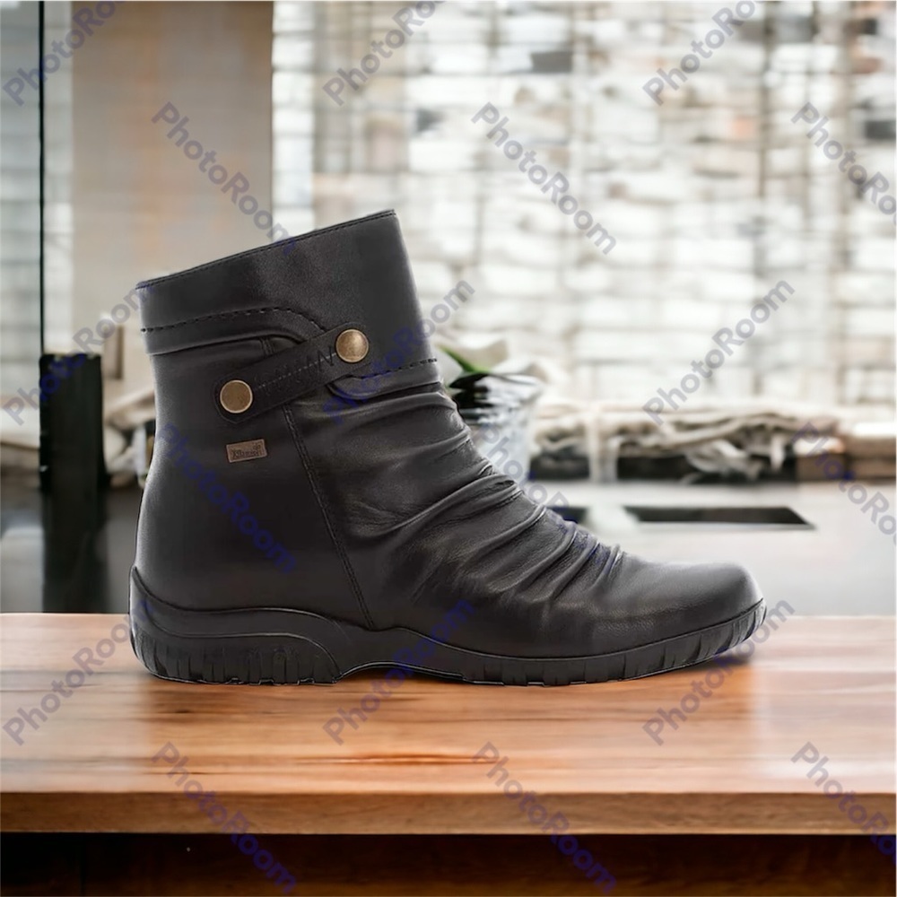 Rieker Black Leather Waterproof Winter Boot- Soft Lambswool lined!-Sz7.5 ๐โโ - Picture 7 of 16